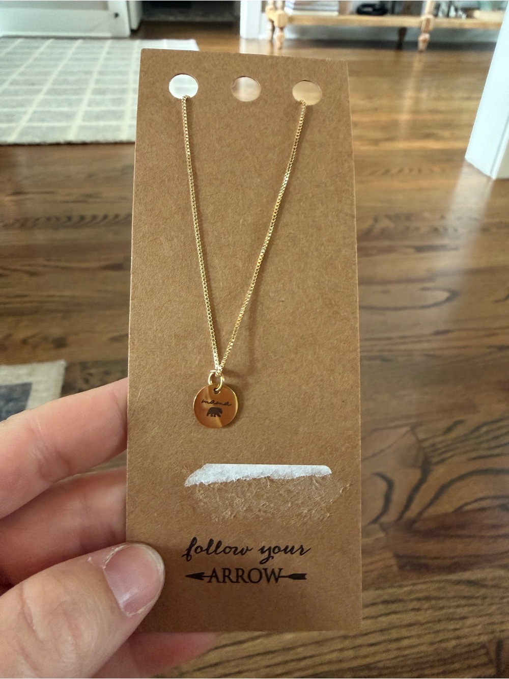 Gold Disc Pendant Necklace with 'Follow Your Arrow' Motif - Gold